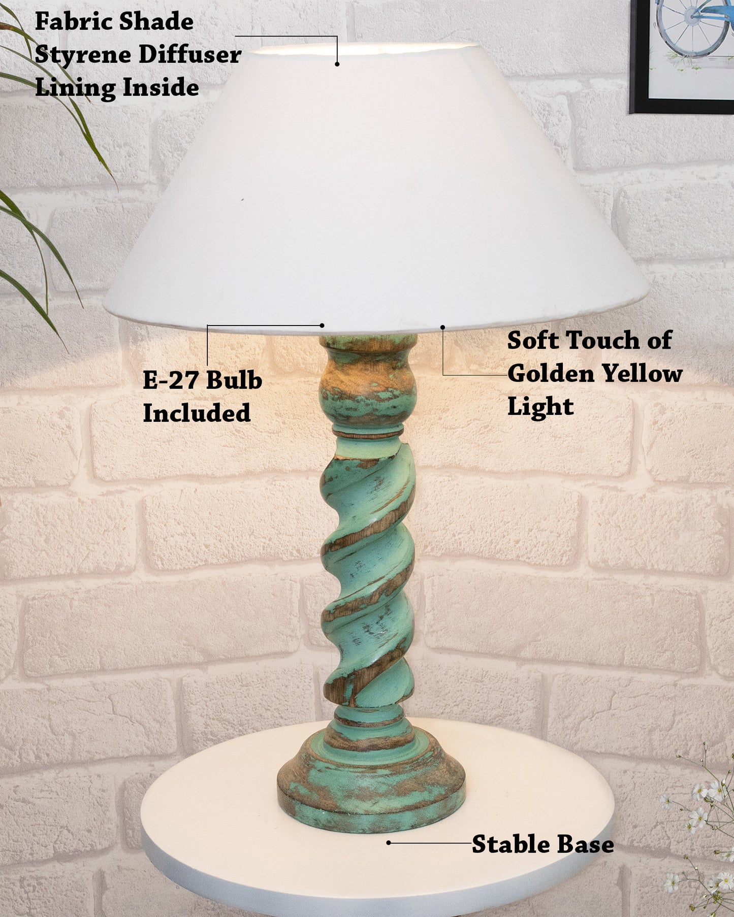 Signature Rustic Rope Algae Table Lamp With White Cone Shade, Farmhouse, Living Room, Bedroom, House Bedside Nightstand, Home, Office, Reading Light