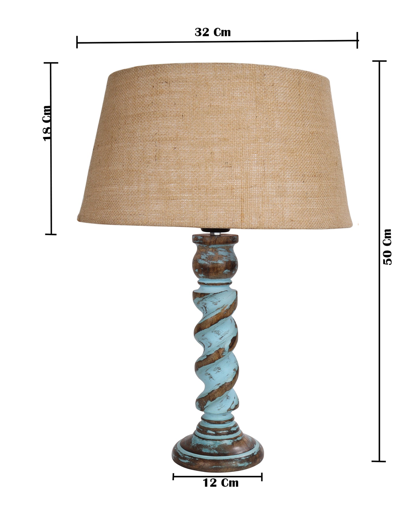 Signature Rustic Rope Distress Blue Table Lamp With Jute Drum Shade, farmhouse Living Room Bedroom House Bedside Nightstand Home Office Reading Light