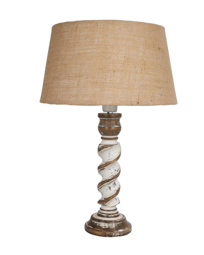 Signature Rustic Rope Whitewash Table Lamp With Jute Drum Shade, farmhouse Living Room Bedroom House Bedside Nightstand Home Office Reading Light