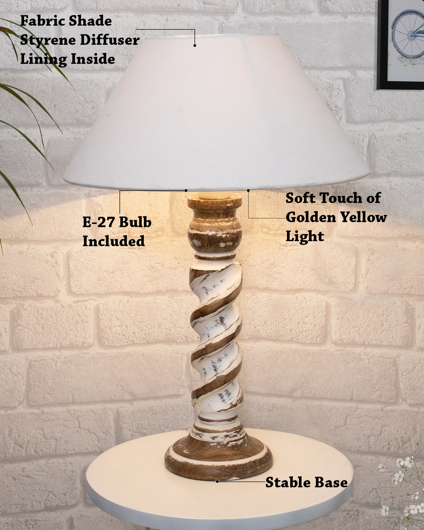 Signature Rustic Rope Whitewash Table Lamp With Jute Drum Shade, farmhouse Living Room Bedroom House Bedside Nightstand Home Office Reading Light