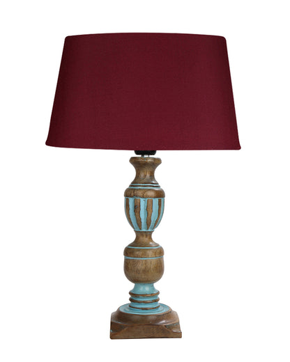 Rustic Distress Blue French Trophy Carved Table lamp with Empire Jute Shade