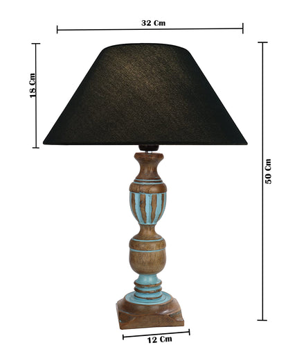 Rustic Distress Blue French Trophy Carved Table lamp with Empire Jute Shade