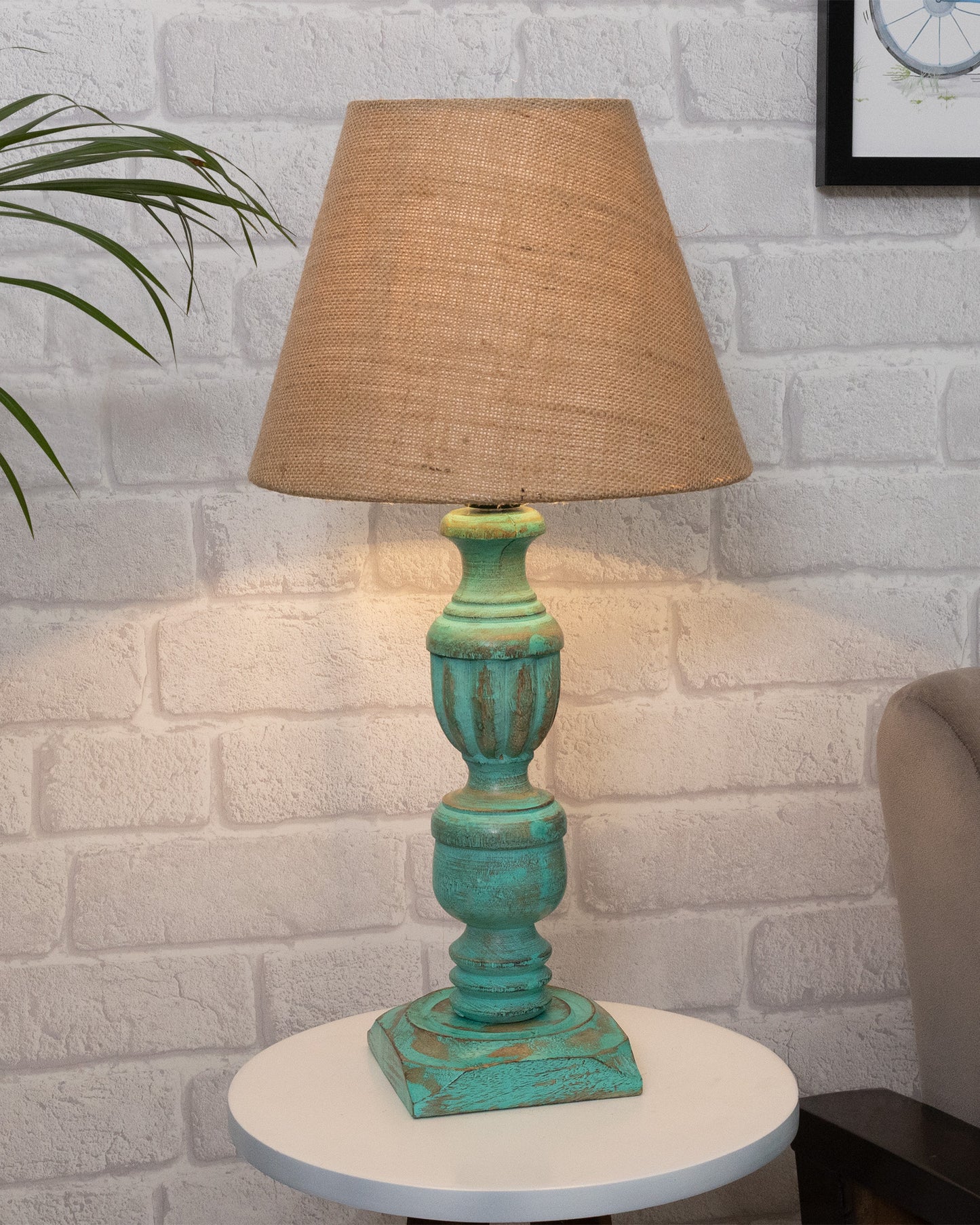 Rustic Algae French Trophy Carved Table lamp with Empire Cone Shade