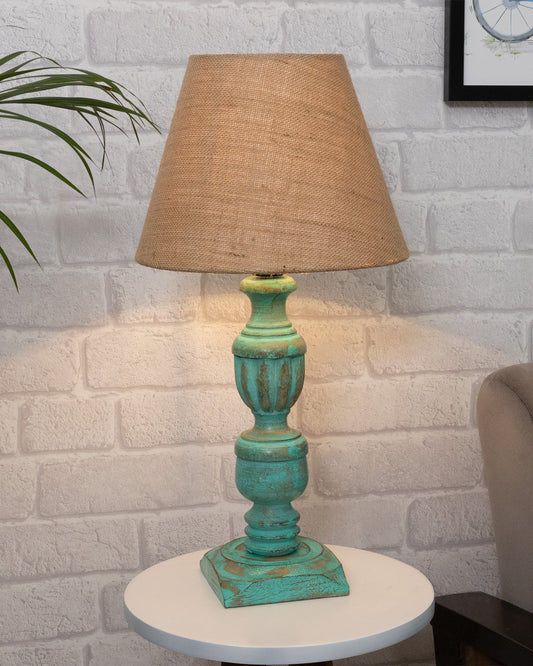 Rustic Algae French Trophy Carved Table lamp with Empire Cone Shade