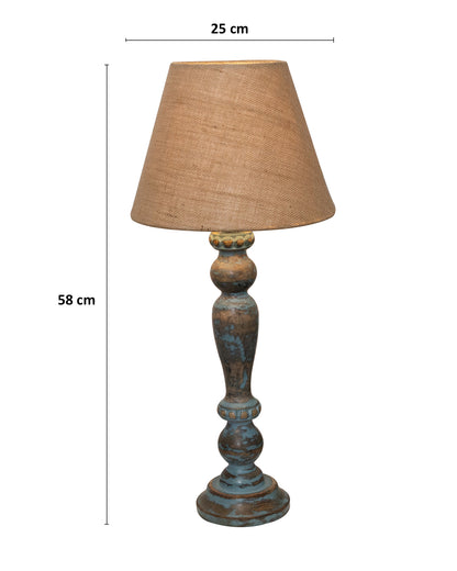 Eureka Polka Wood Table Lamp Bedside Distressed Living Room Light, Sky Blue,shade