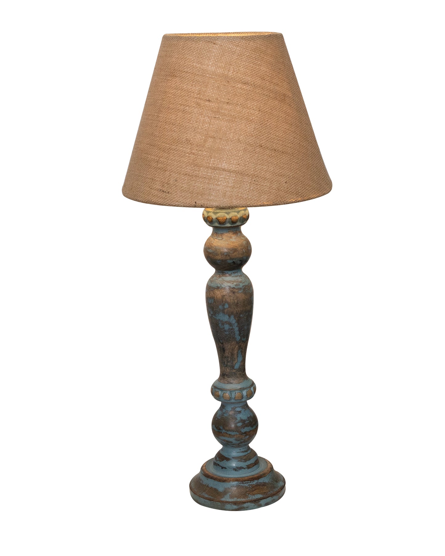 Eureka Polka Wood Table Lamp Bedside Distressed Living Room Light, Sky Blue,shade