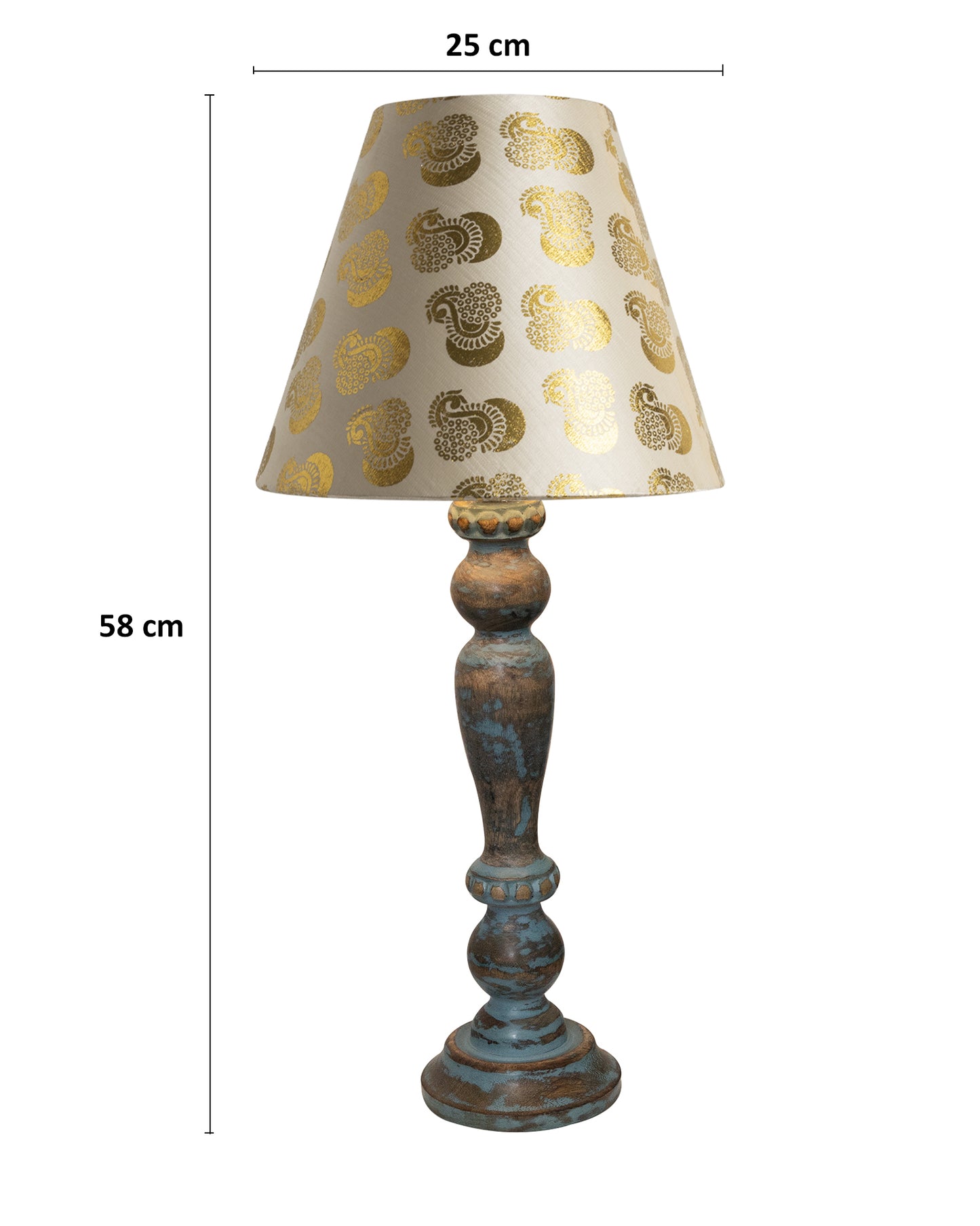 Eureka Polka Wood Table Lamp Bedside Distressed Living Room Light, Sky Blue,shade