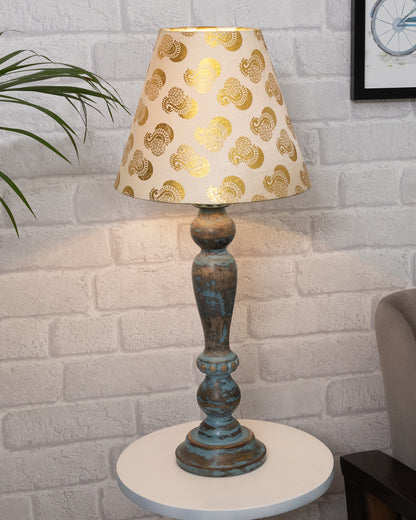 Eureka Polka Wood Table Lamp Bedside Distressed Living Room Light, Sky Blue,shade