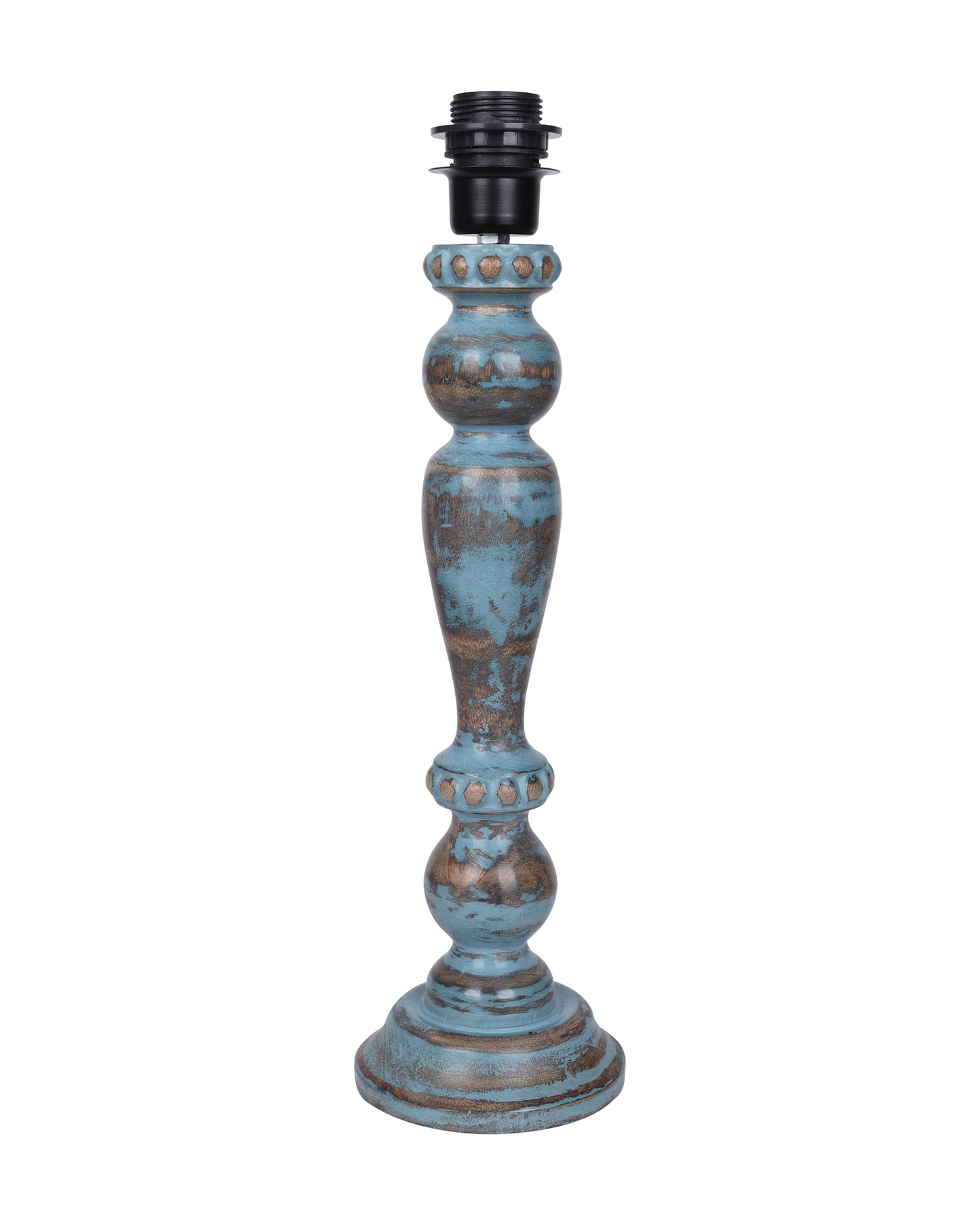 Eureka Polka Wood Table Lamp Bedside Distressed Living Room Light, Sky Blue,shade