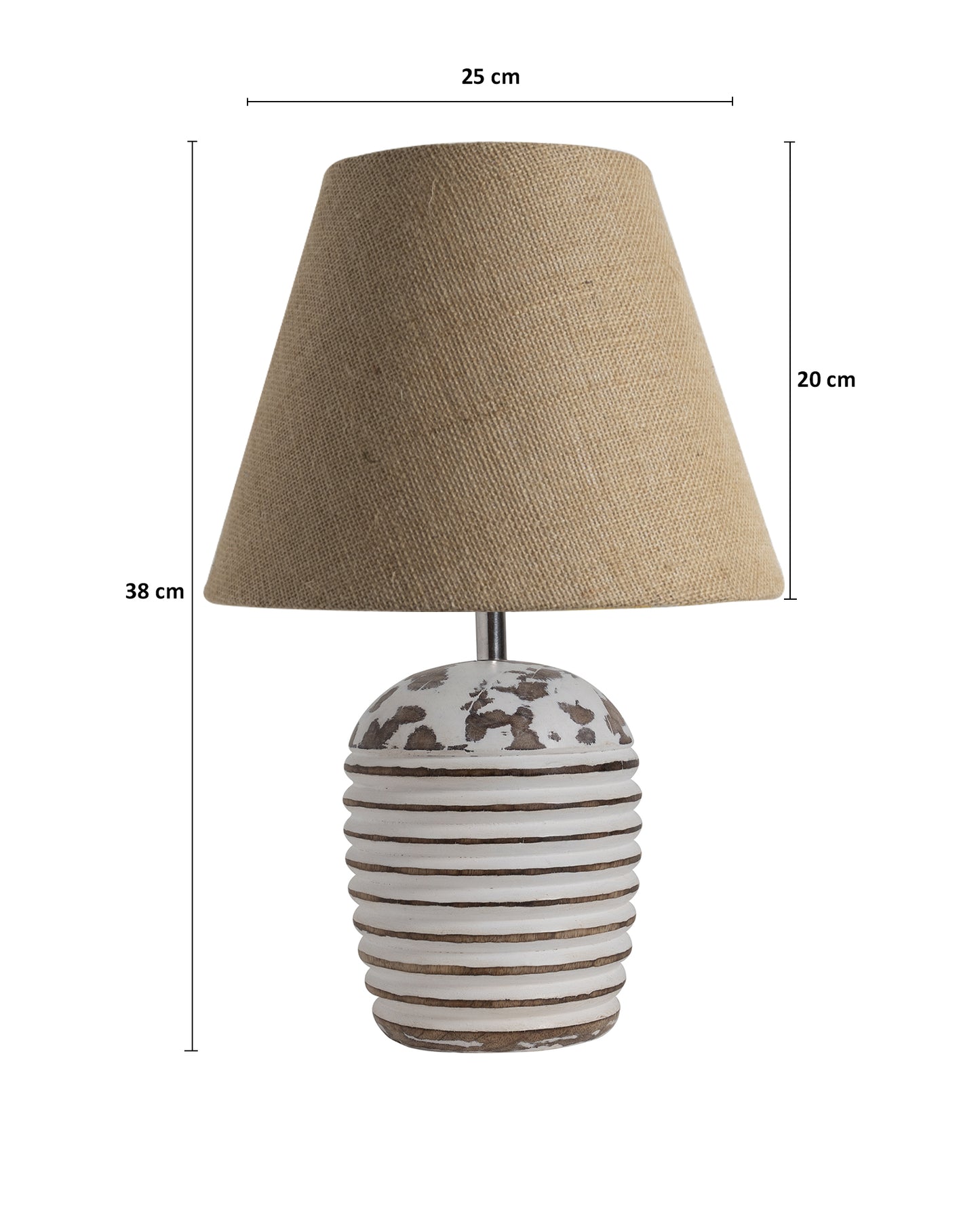 Modern Table Lamp, Wooden Base Modern Fabric Lampshade for Home Office Cafe Restaurant, Ribbed Basket