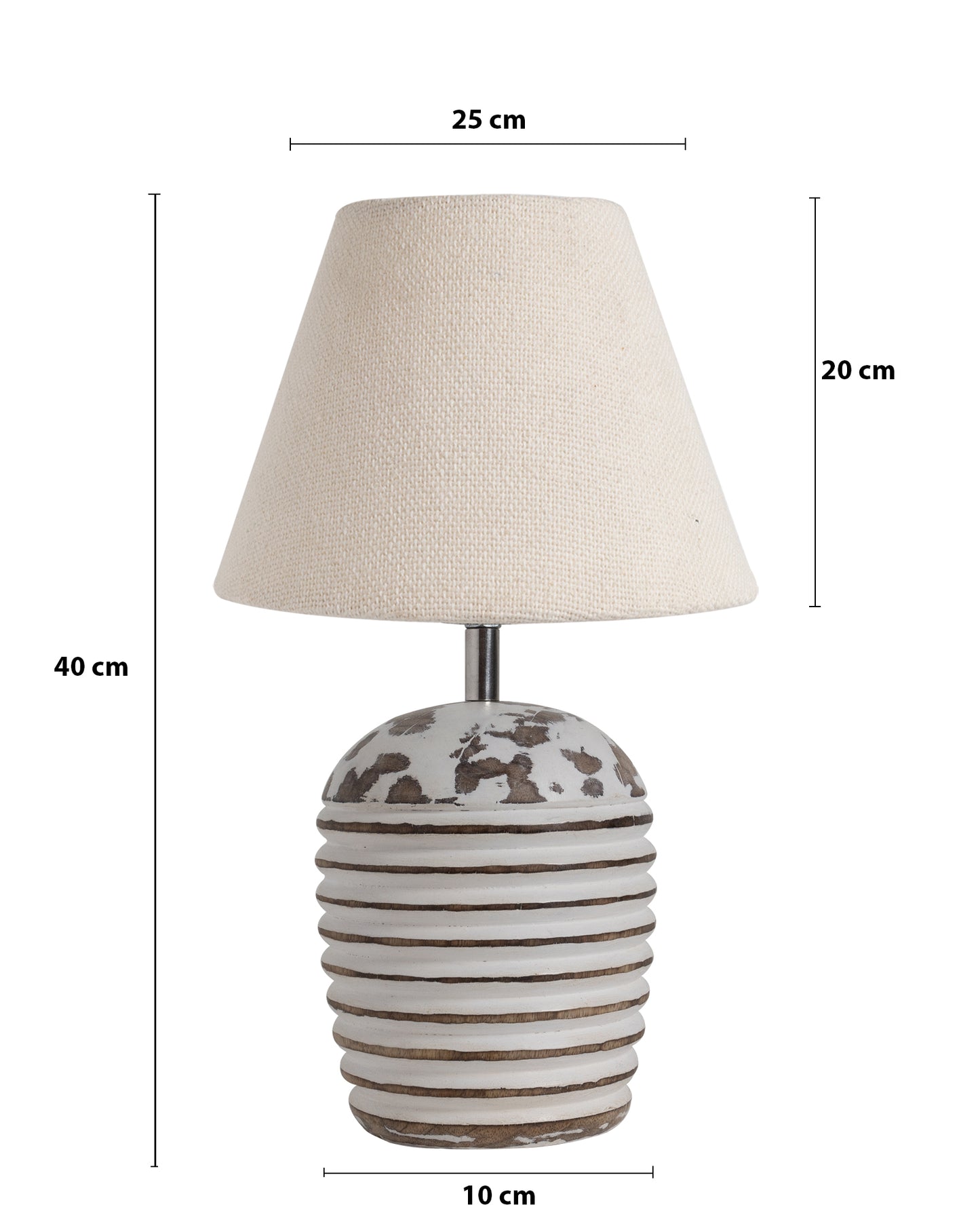 Modern Table Lamp, Wooden Base Modern Fabric Lampshade for Home Office Cafe Restaurant, Ribbed Basket