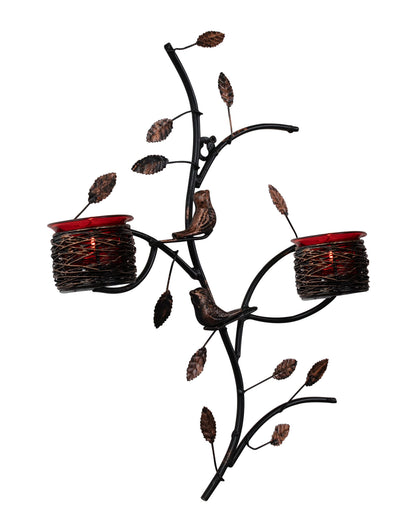 Tree with Bird Nest Votive Stand, Wall Candle holder and Tealight candles