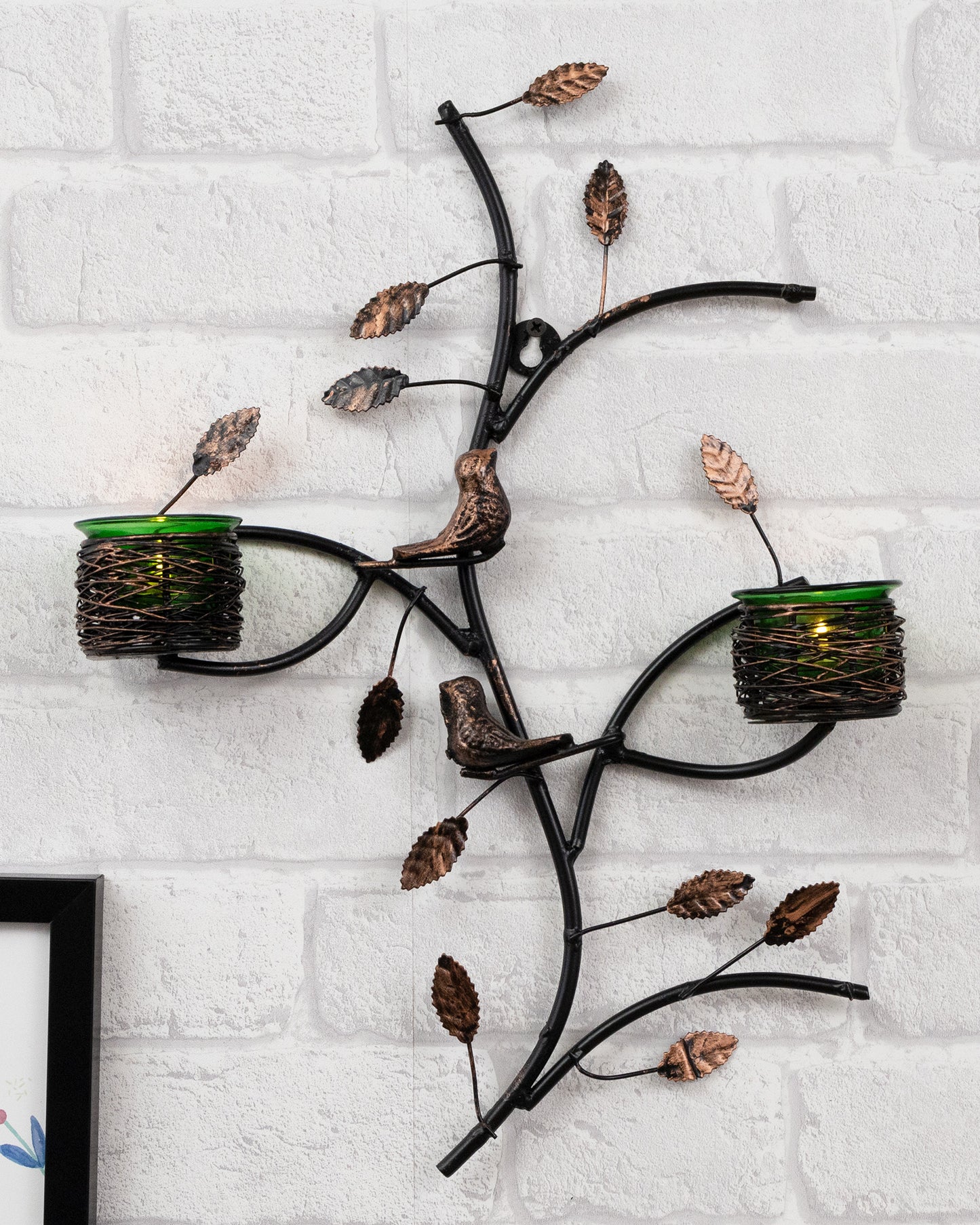 Tree with Bird Nest Votive Stand, Wall Candle holder and Tealight candles