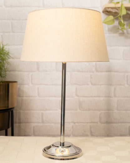 Gray Chrome 13" Basic Table Lamp with Fabric Shade, Bedside Light