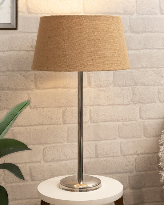 Gray Chrome 16" Suave Table Lamp with Fabric Shade, Bedside Light