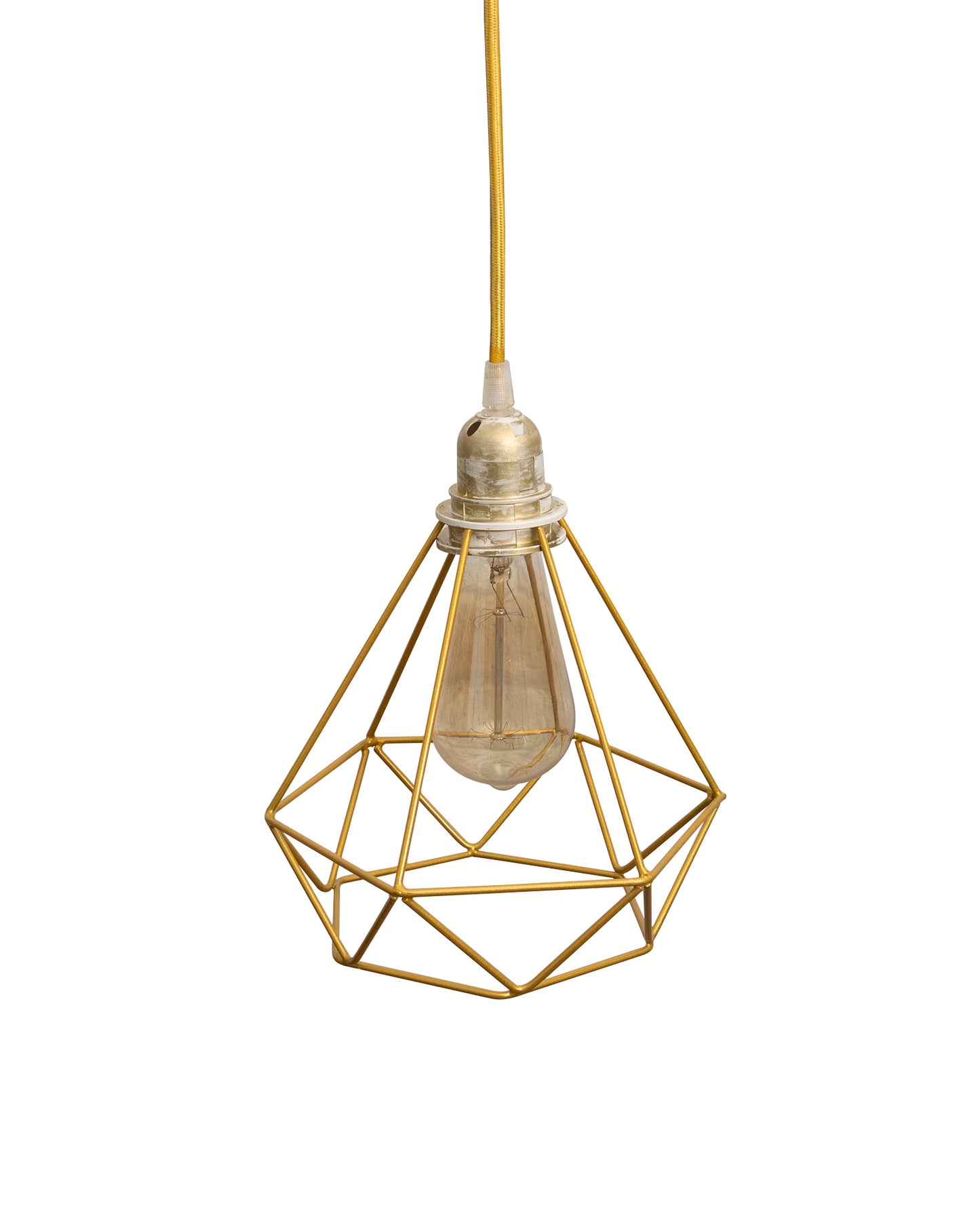 Lighting Golden Metal Cage Lampshade for Pendant Light With Antique handcraft brushed Holders Hanging Lighting Cord Fixture Farmhouse Bedroom Dining Room Decoration