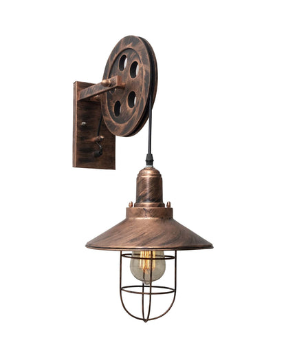 Industrial Mid Century Iron Wall Cone Lift Pulley Iron Cone Shade Indoor Lighting Barn Restaurant Bronze