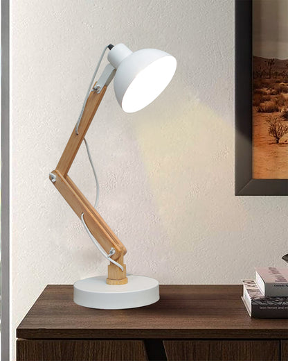 Wood Metal Desk Lamp, Swing Arm Desk Lamp, Adjustable Architect Study Table Lamp, Reading Lamp for Home, Office, Multi-Joint