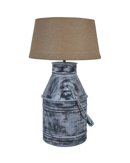 Rustic Milk Churn Can Table Lamp with Drum shade, Whitewash Finish