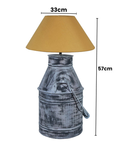 Rustic Milk Churn Can Table Lamp with cone shade, Whitewash Finish