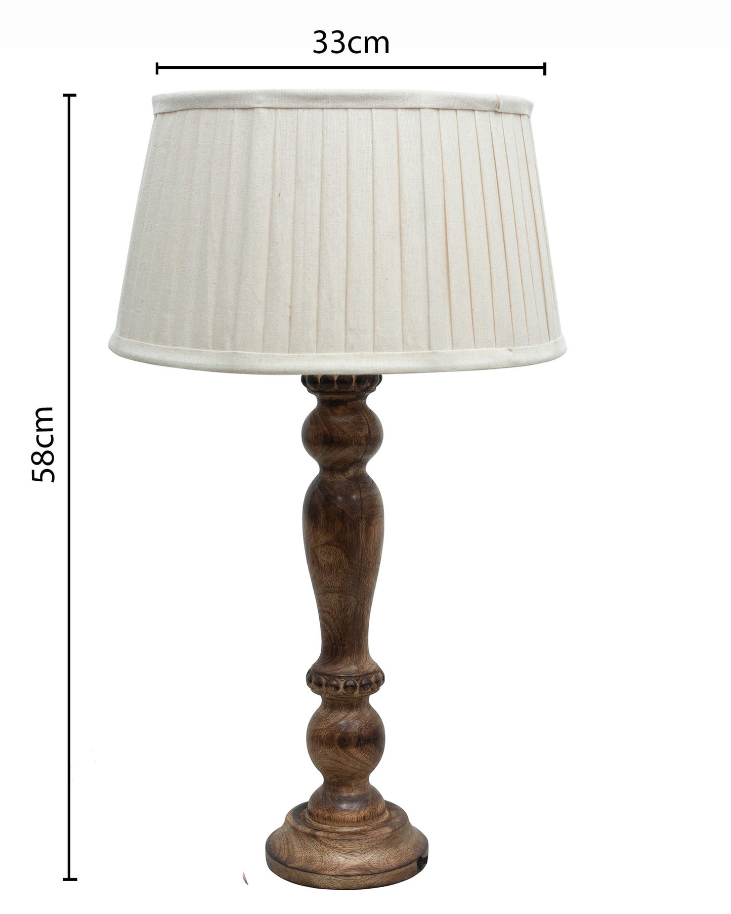 Eureka Polka Black Wood Table Lamp With Pleated Shade