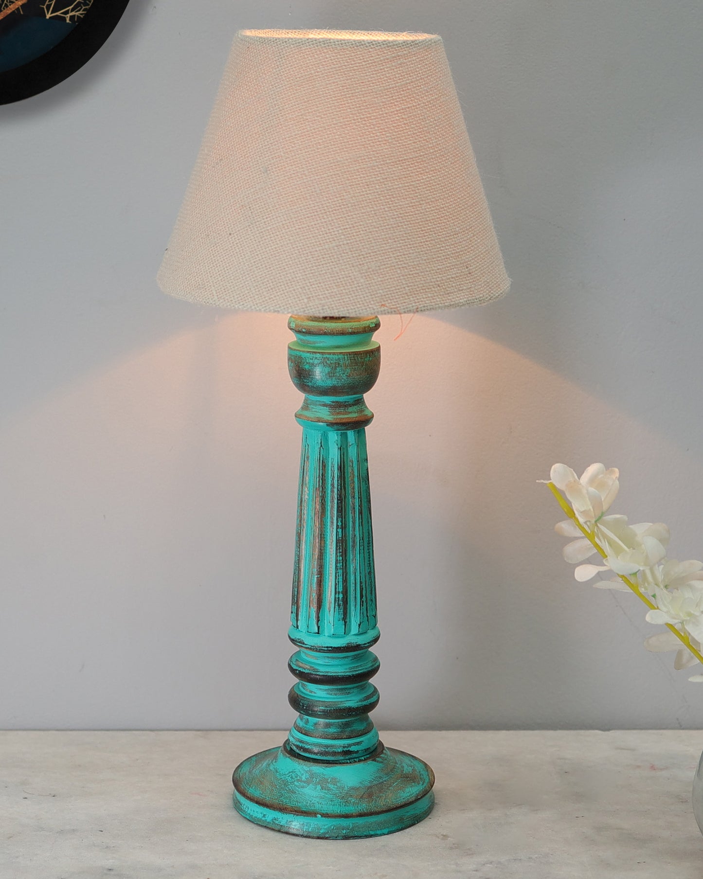 Traditional Country Cottage Table Lamp Antique Algae Athens Desk Lamp for Bedroom Living Room