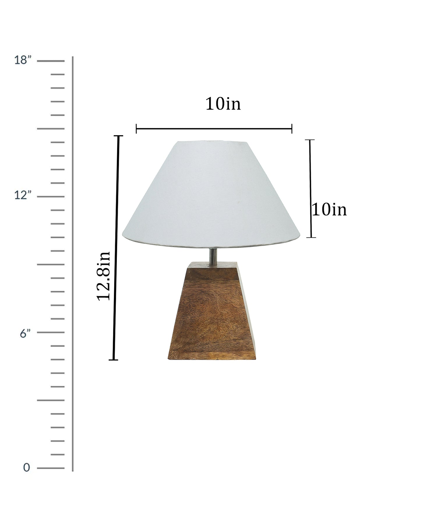 Wood Table Lamp, Modern Base Fabric Lampshade for Home Office Cafe Restaurant, Pyramid