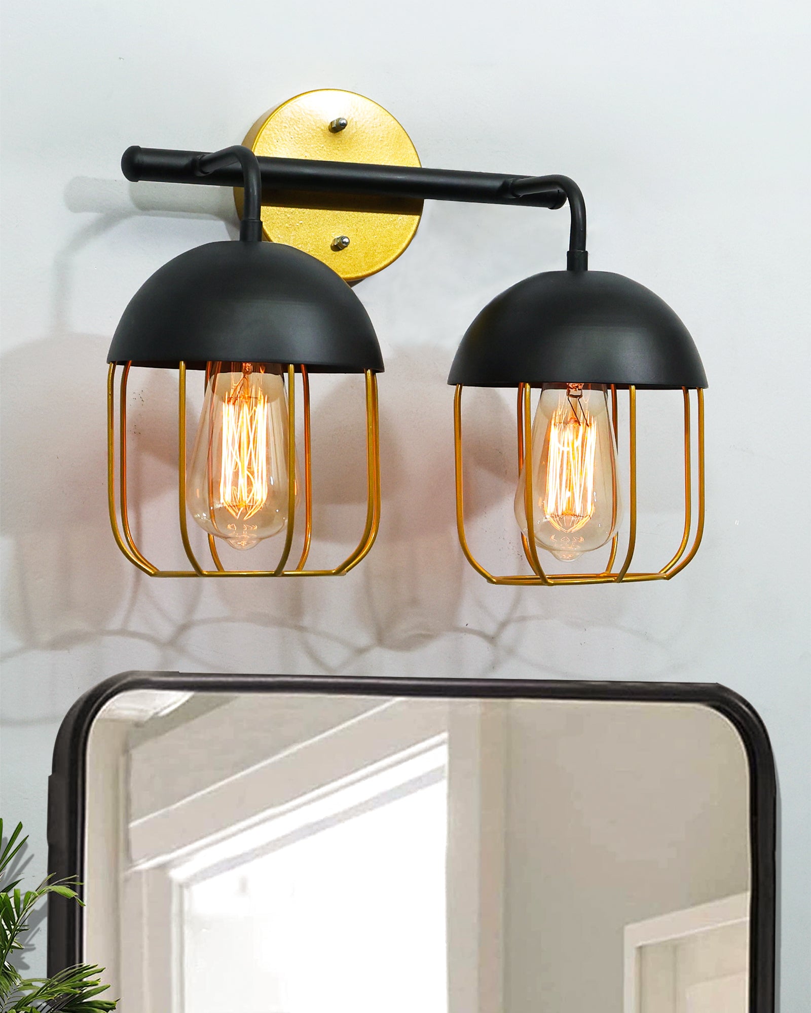 PAZALA Black and Gold Vanity Lights popular for Bathroom Mid Century Modern Wall Light F