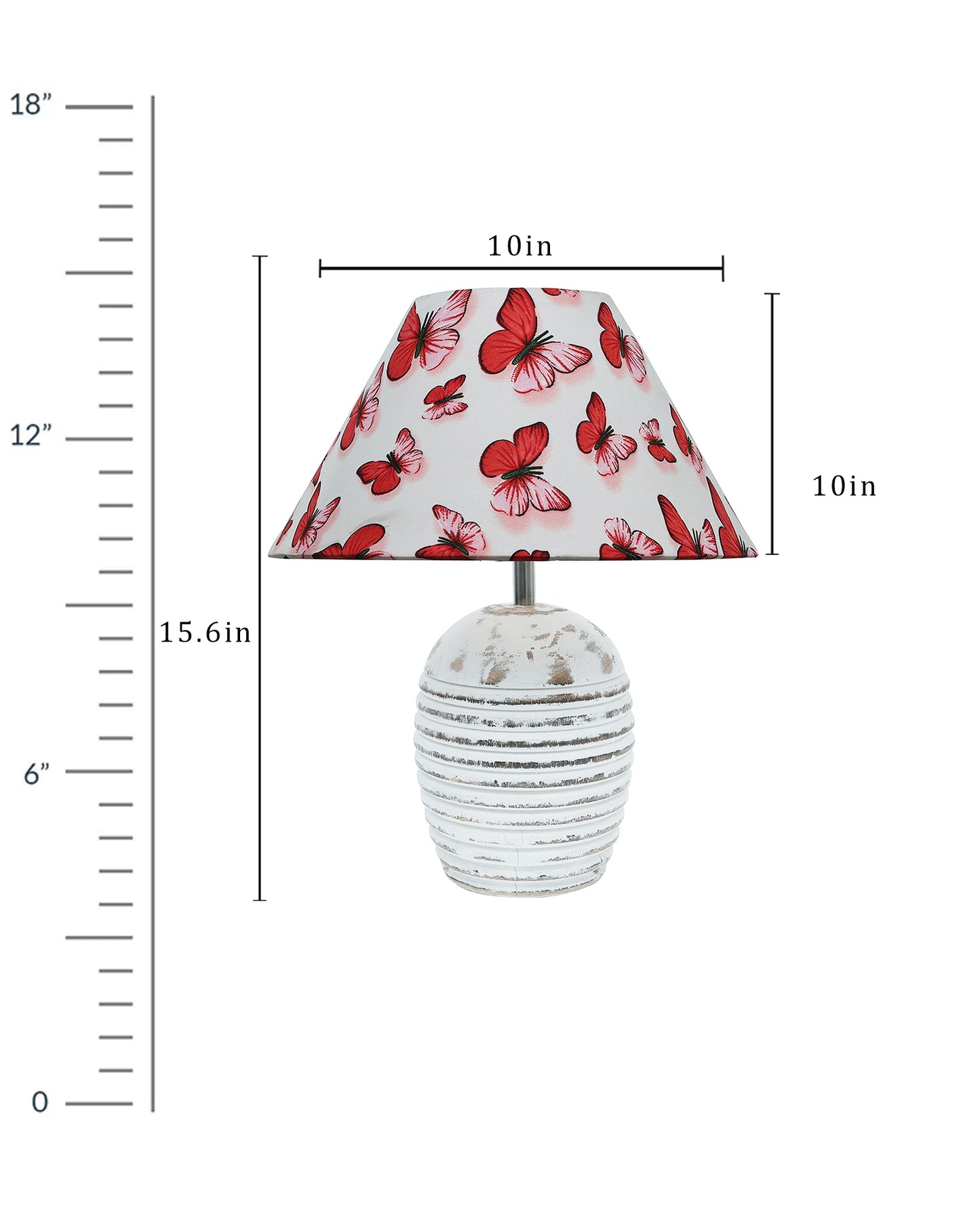 Ribbed Basket Table Lamp, Wooden Base Modern Fabric Lampshade for Home Office Cafe Restaurant