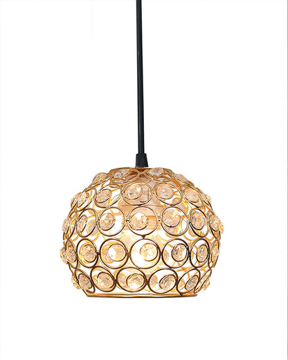 Glossy Gold Crystal hanging light, ceiling lamp, Nordic E27 pendant, Dual Ring Half Round