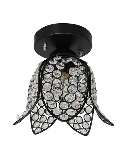 Metal Lotus Crystal Flush Mount Ceiling Light, for Hallway Light Fixture Ceiling