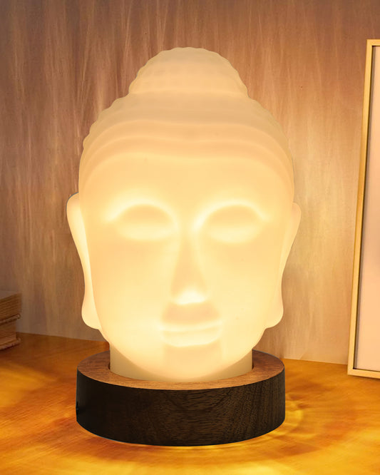 White Buddha Statue for Home Decor, Glass Meditation Buddha Decor for Home