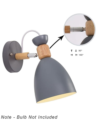 Nordic Minimaslist Macaron Adjustable Modern Wooden Iron Wall Mounted LED Wall Light Living Room Bedside Sconce Steering Head Stair Lamp with Lampshade