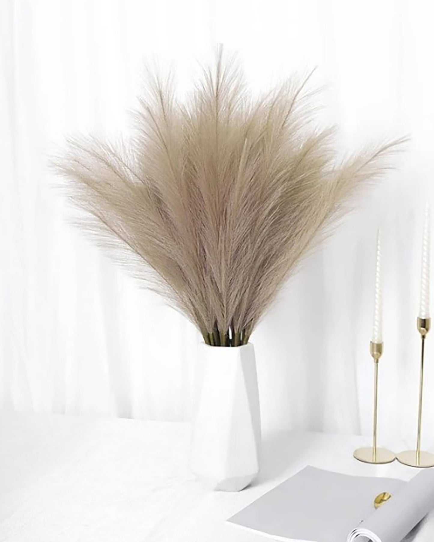 Homesake® Artificial Fluffy Pampas Grass Sticks | Pompous Faux Flowers For Vases | Decoration Items For Living Room Office Balcony Bedroom Table