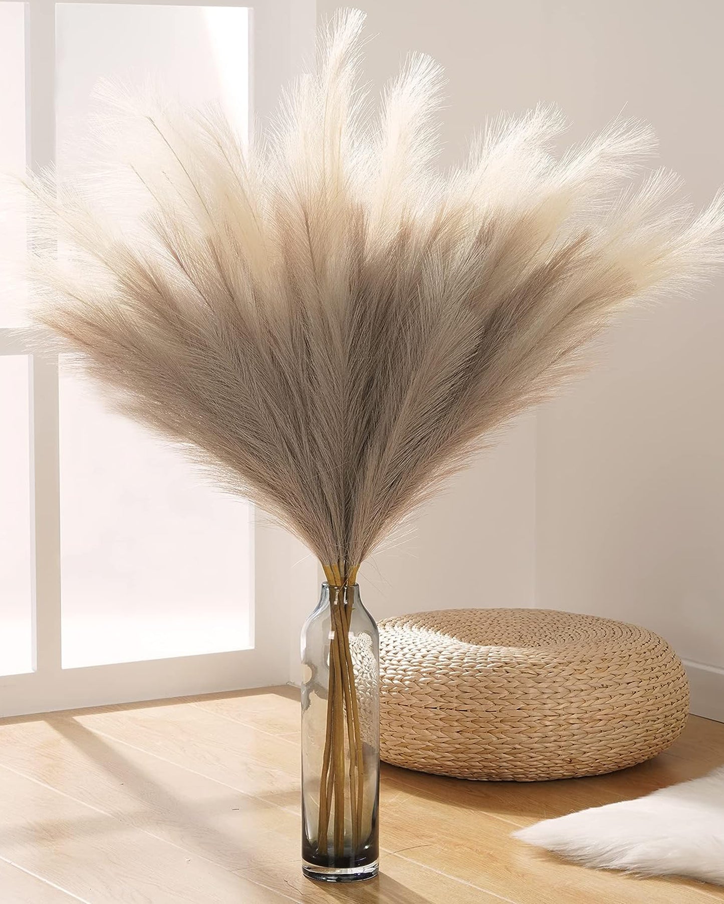 Homesake® Artificial Fluffy Pampas Grass Sticks | Pompous Faux Flowers For Vases | Decoration Items For Living Room Office Balcony Bedroom Table