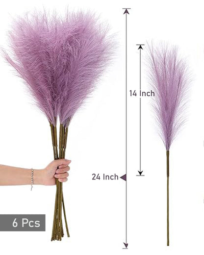 Homesake® Artificial Fluffy Pampas Grass Sticks | Pompous Faux Flowers For Vases | Decoration Items For Living Room Office Balcony Bedroom Table