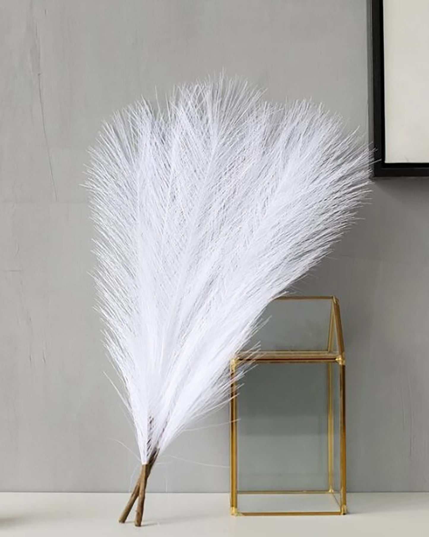 Homesake® Artificial Fluffy Pampas Grass Sticks | Pompous Faux Flowers For Vases | Decoration Items For Living Room Office Balcony Bedroom Table