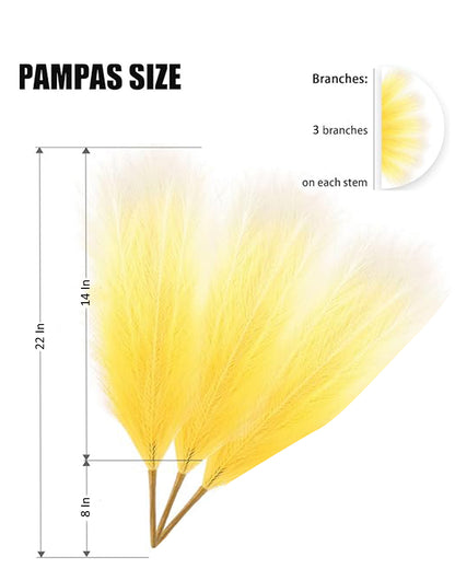 Homesake® Artificial Fluffy Pampas Grass Sticks | Pompous Faux Flowers For Vases | Decoration Items For Living Room Office Balcony Bedroom Table