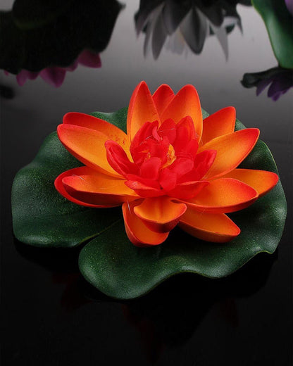 Artificial Floating Foam Lotus Flower with Water Lily Pad, Lifelike Ornanment Perfect for Home Garden Pond Decoration Puja , 10 cm, set of 6