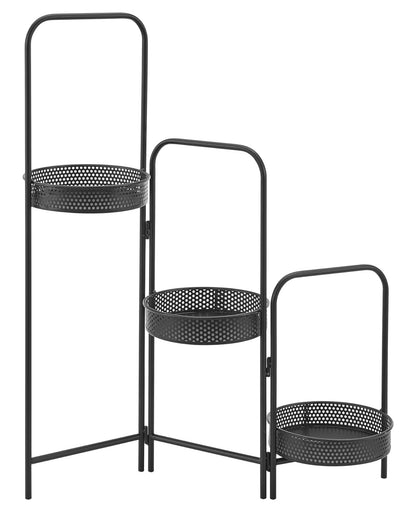 Metal Plant Stand Indoor Outdoor 70 cm High 3 Tier Flower Pot Holder Shelf Heavy Duty Potted Flower Pot Organizer Wrought Iron Planter Display Rack Corner Vertical Shelves for Garden, Net Basket