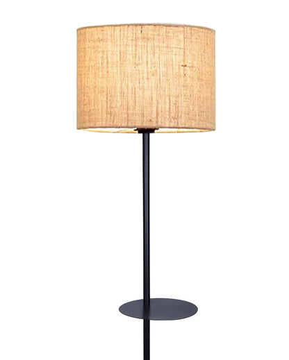 Dual Shelf Floor Lamp with Fabric Shade ,Nightstand Reading Floor Lamp with Shelves.