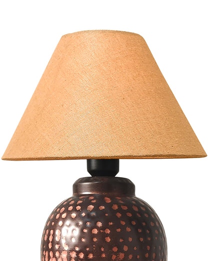 Rustic Mini Hammered Texture Bronze Table Lamp with Shade Desk Nightstand Lamp for Bedroom Living Room Office College Bookcase.