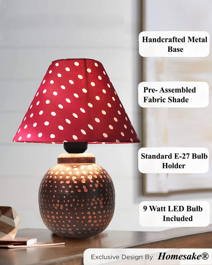 Rustic Mini Hammered Texture Bronze Table Lamp with Shade Desk Nightstand Lamp for Bedroom Living Room Office College Bookcase.