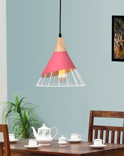 Conical Metal Cage Pendant Lamp Nordic Modern Restaurant Drop Light Fixture Wooden Kitchen Dinting Room Ceiling Chandelier For Living Room Study E27 Flush Mount Light