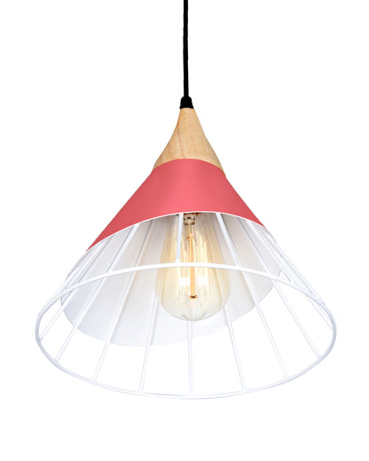 Conical Metal Cage Pendant Lamp Nordic Modern Restaurant Drop Light Fixture Wooden Kitchen Dinting Room Ceiling Chandelier For Living Room Study E27 Flush Mount Light