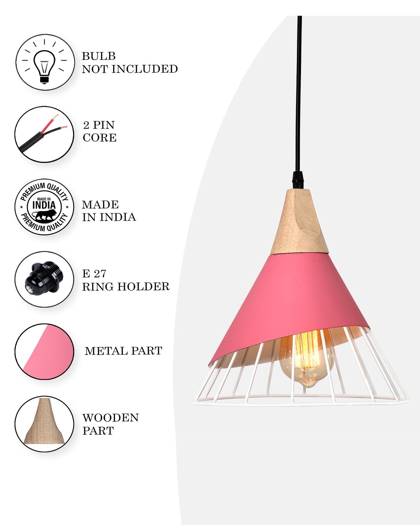 Conical Metal Cage Pendant Lamp Nordic Modern Restaurant Drop Light Fixture Wooden Kitchen Dinting Room Ceiling Chandelier For Living Room Study E27 Flush Mount Light