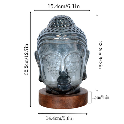 Smoky Buddha Statue for Home Decor, Glass Meditation Buddha Decor for Home