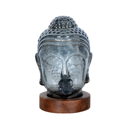 Smoky Buddha Statue for Home Decor, Glass Meditation Buddha Decor for Home