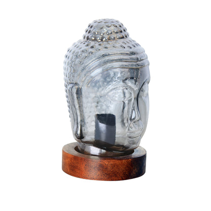 Smoky Buddha Statue for Home Decor, Glass Meditation Buddha Decor for Home