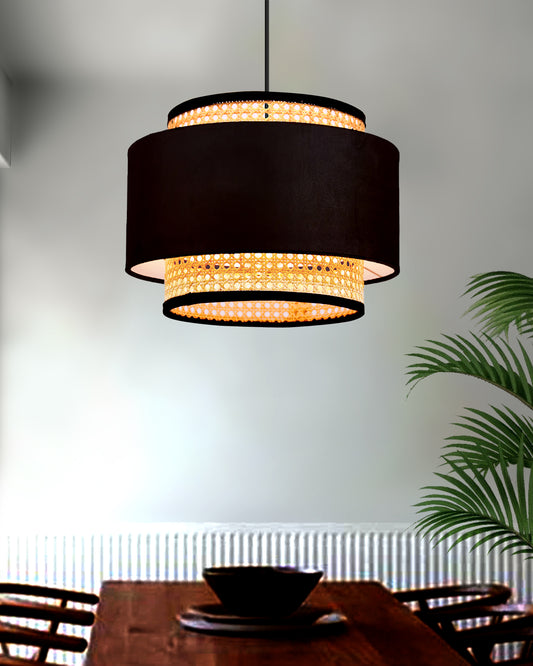 Bamboo Hanging Cane Fabric lamp for Home Decoration Rattan Webbing Pendant lamp, Ceiling Light for Home